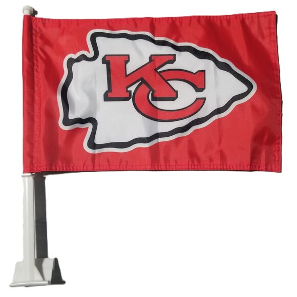 2 KANSAS CITY CHIEFS DOUBLE SIDED CAR FLAG - Picture 4 of 10